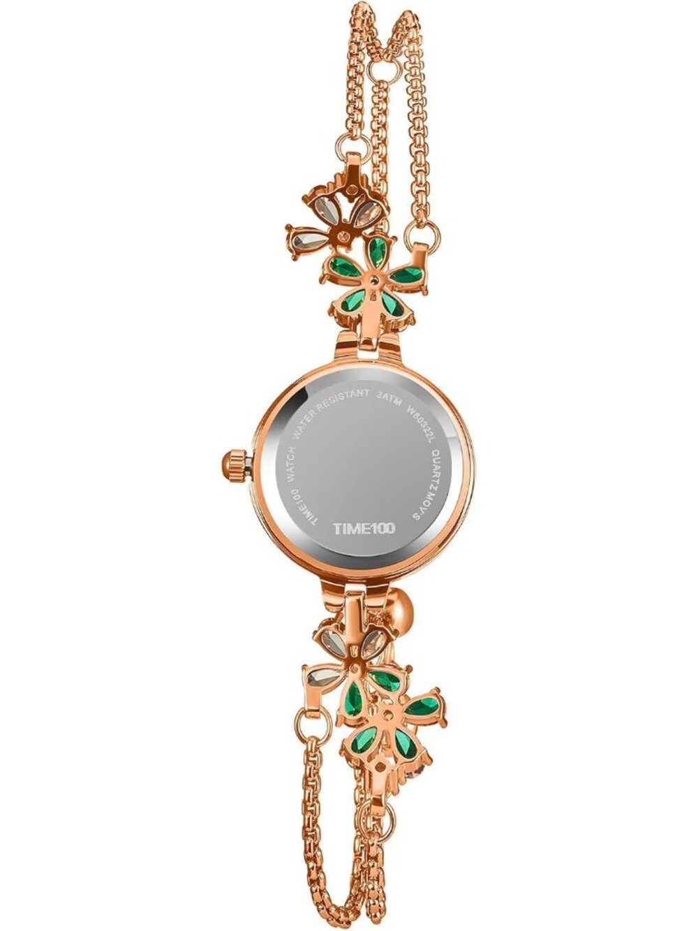 Women's Green Gold Bracelet Strap with Diamonds Waterproof Quartz Crystals Watch - Picture 5 of 6